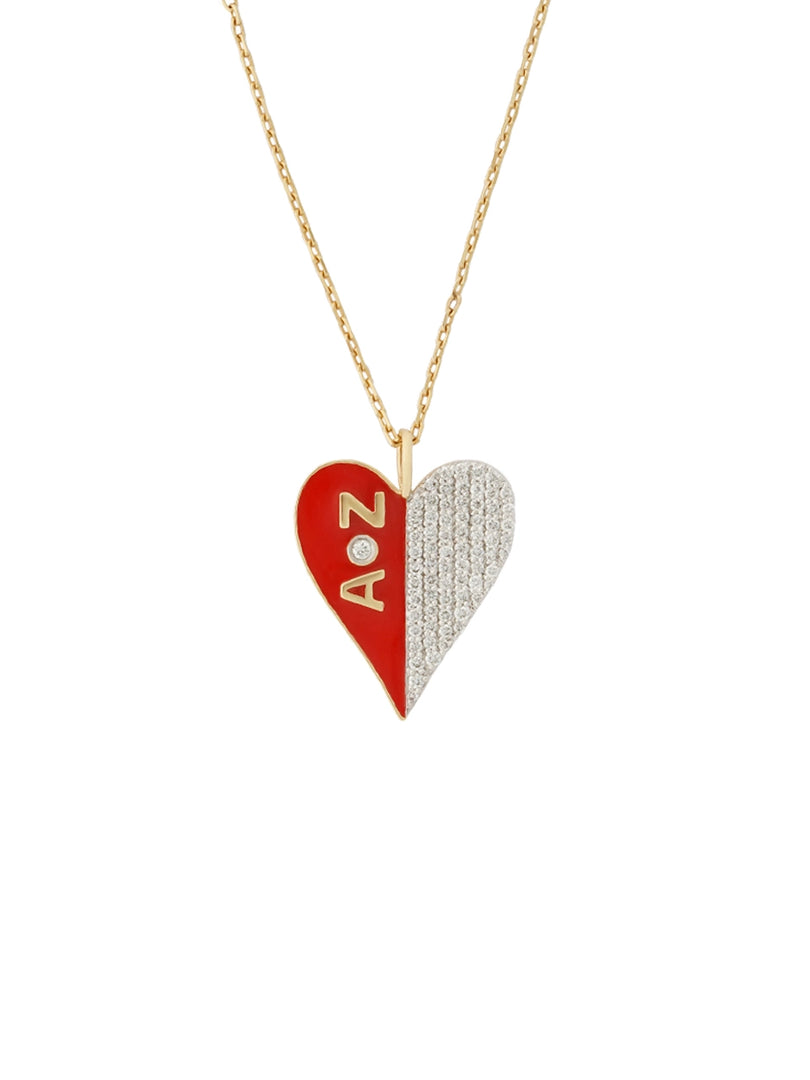 Half and Half Full Heart Necklace