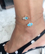 Load image into Gallery viewer, Protection Hamza Hand Evil Eye Anklet
