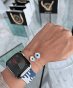 Load image into Gallery viewer, Gold Trim Evil Eye Bracelet
