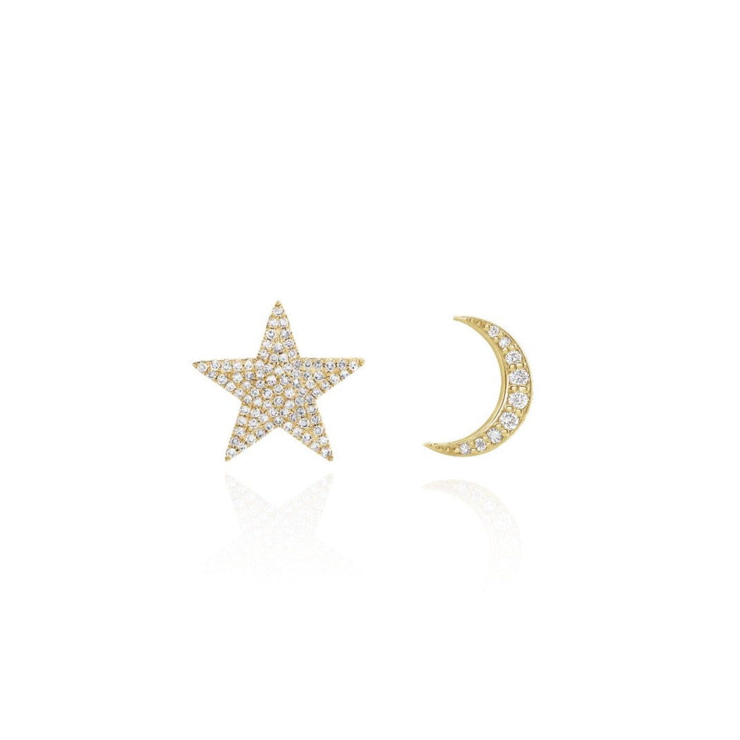 Wilderness Moon Star Diamond Ear Studs