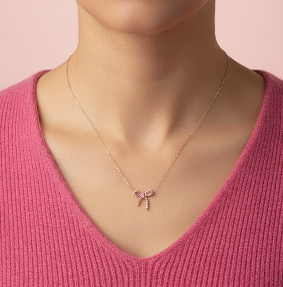 Wilderness Diamond Bow Necklace