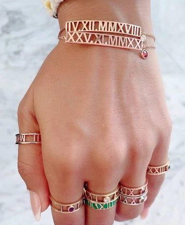 Zeeana Bar Date Diamond Bracelet
