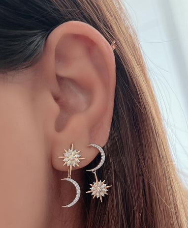 Statement Star Burst Dangling Earrings