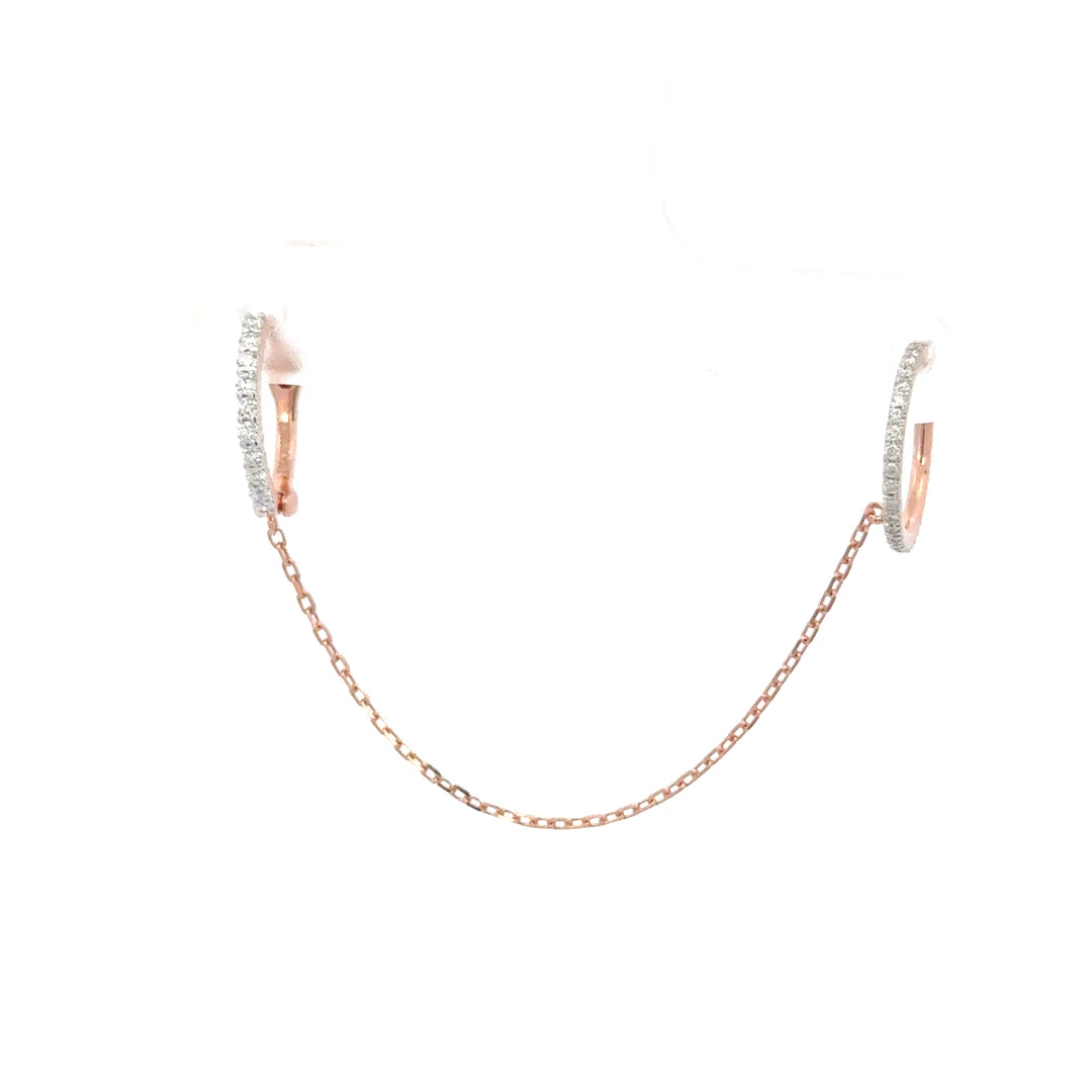 Pave Simple Large Diamond Huggies with Chain