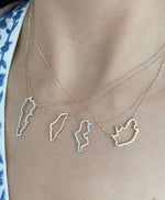 Load image into Gallery viewer, World Map Necklace in 18KT Solid Gold and VS/S1 G-H Diamonds
