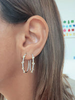 Load image into Gallery viewer, Pave Statement Multi Diamond Hoops
