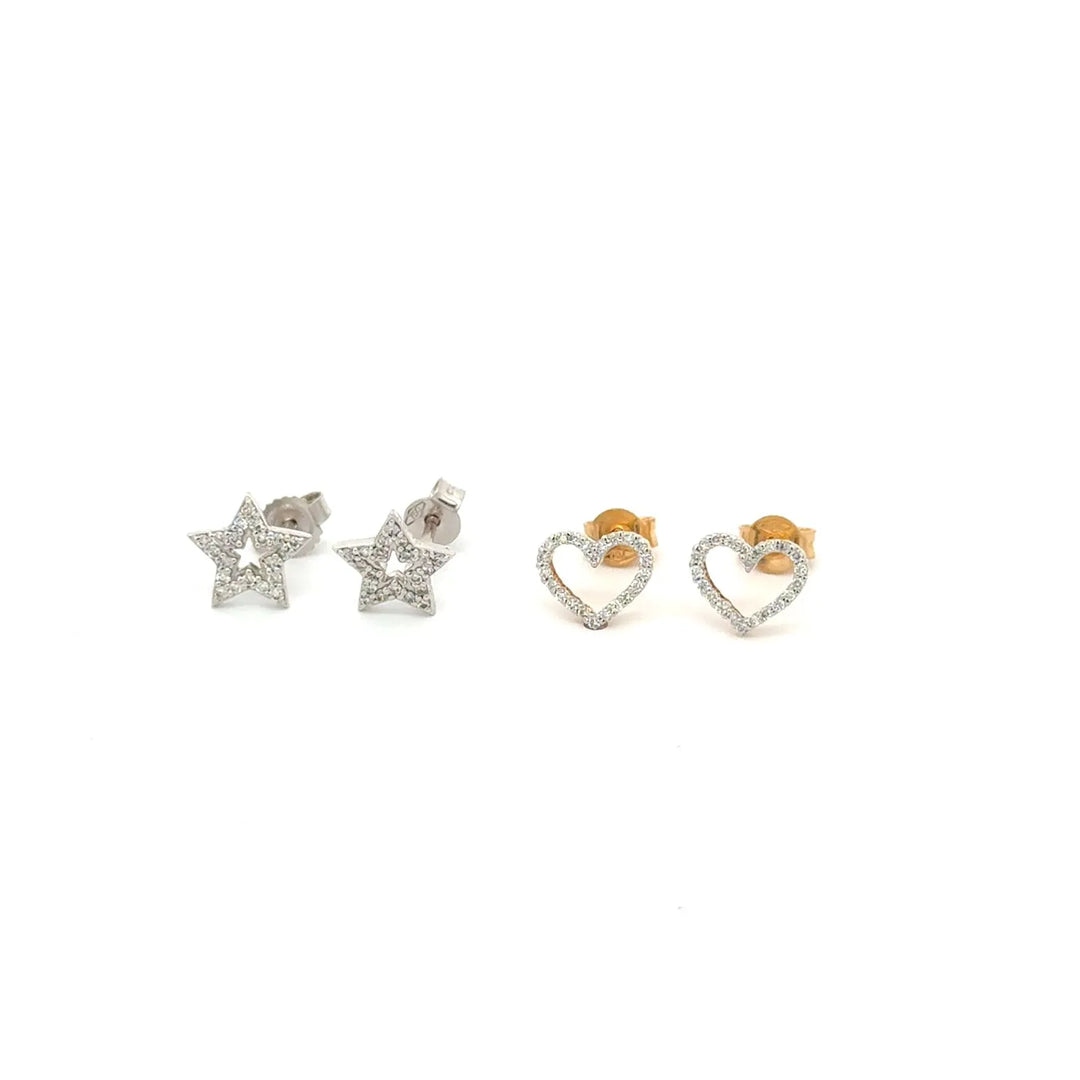 Wilderness Star/ Heart Outline Ear Studs