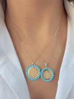 Load image into Gallery viewer, Etched Turquoise Coin Necklace
