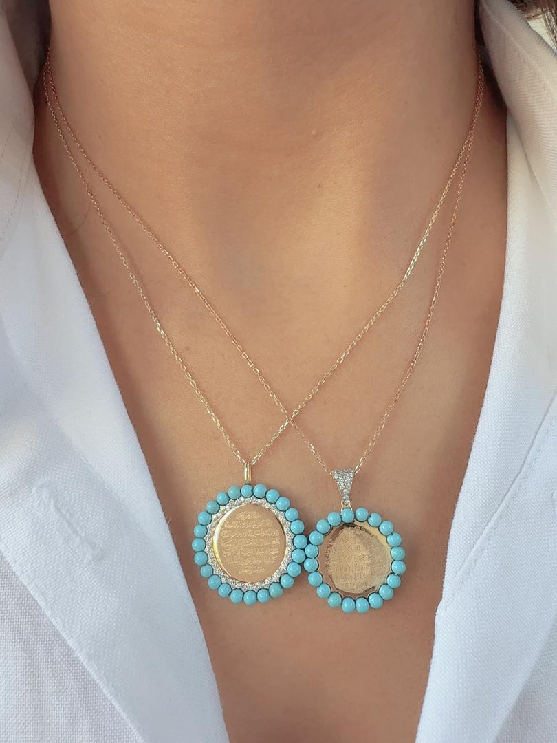 Etched Turquoise Coin Necklace