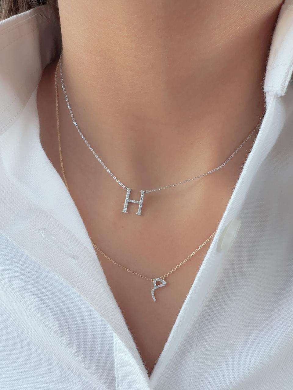 Zeeana Diamond Alphabet Necklace