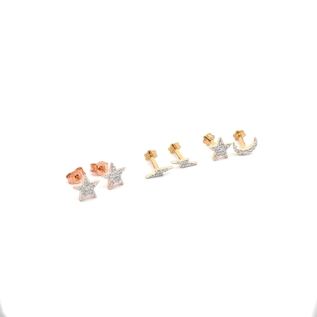 Wilderness Moon Star Diamond Ear Studs