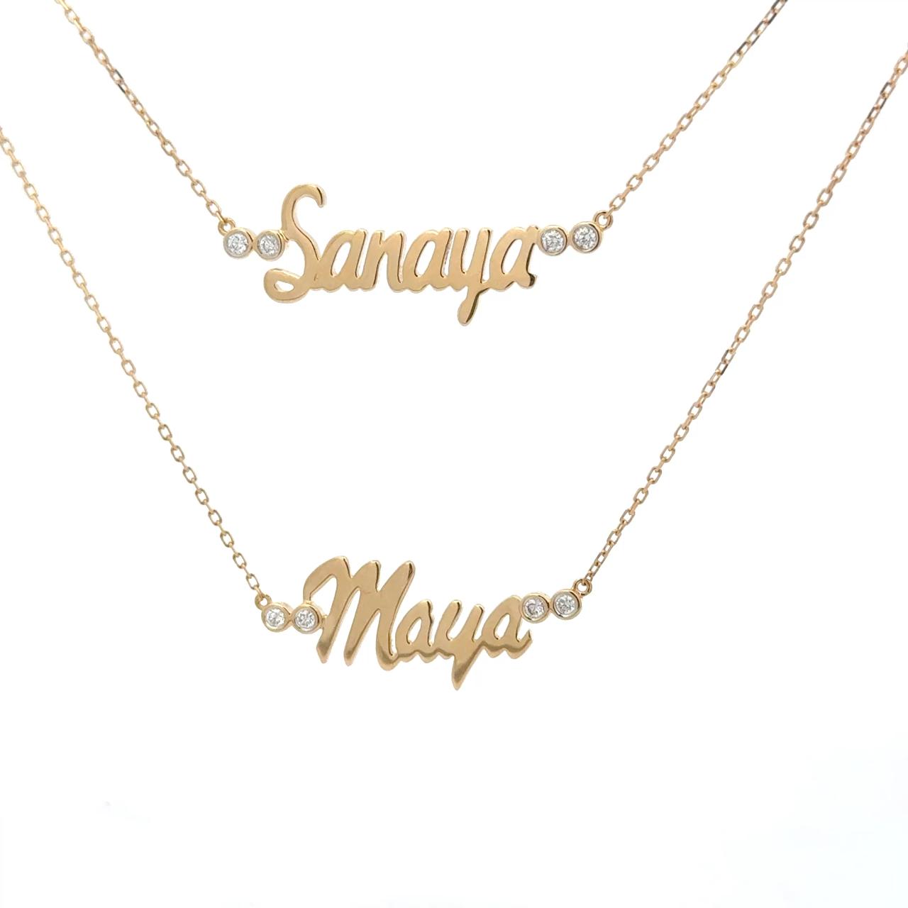 Zeeana Single Name Diamond Dots Necklace
