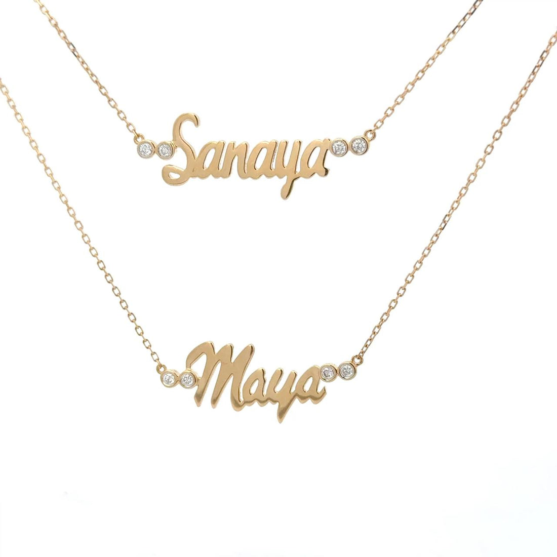 Zeeana Single Name Diamond Dots Necklace