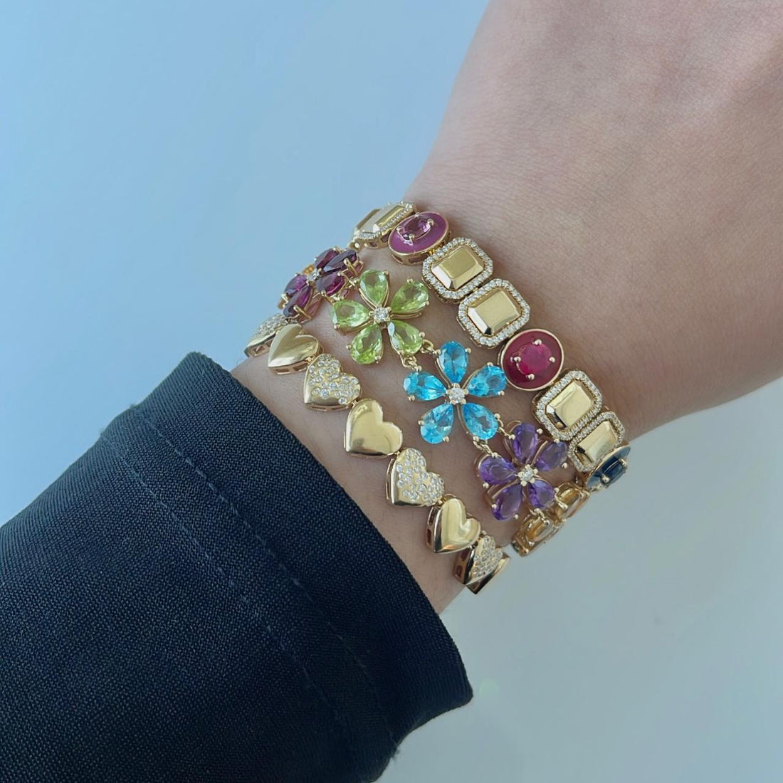 Luxury edit Multi Colour Sapphire Spring Bracelet