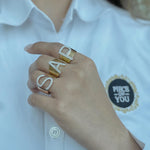 Load image into Gallery viewer, Sentiments Icon Alphabet Diamond Ring
