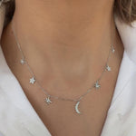 Load image into Gallery viewer, Wilderness Dangling Star And Moon Necklace
