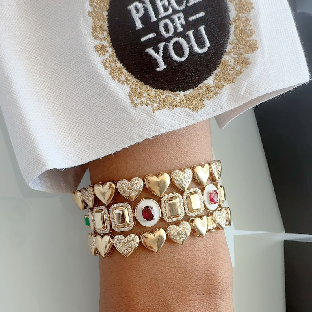 Geometric Multi-Gem Diamond Bracelet