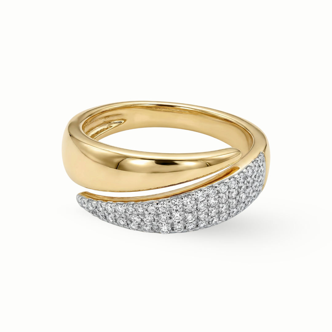 Buy 18K yellow gold pavé diamond ring for women 0.22 carat Dubai luxury statement ring