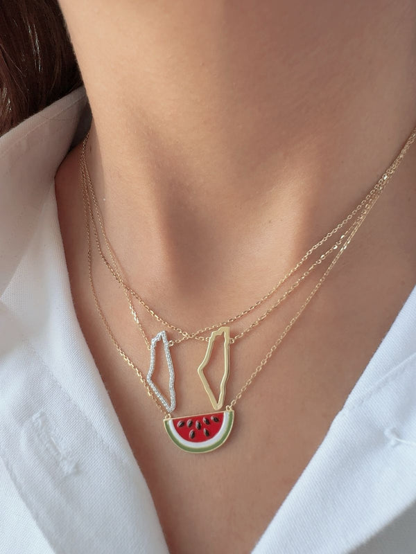 18kt Gold and Enamel Watermelon Necklace