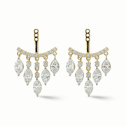 Diamond earring jacket 18K gold marquise brilliant cut women Dubai