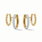 Load image into Gallery viewer, Diamond huggie hoop earrings 18K gold women Dubai
