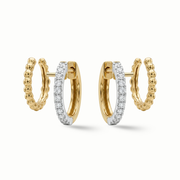 Diamond huggie hoop earrings 18K gold women Dubai
