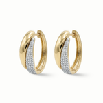 Load image into Gallery viewer, Pavé diamond huggie earrings 18K gold women Dubai UAE
