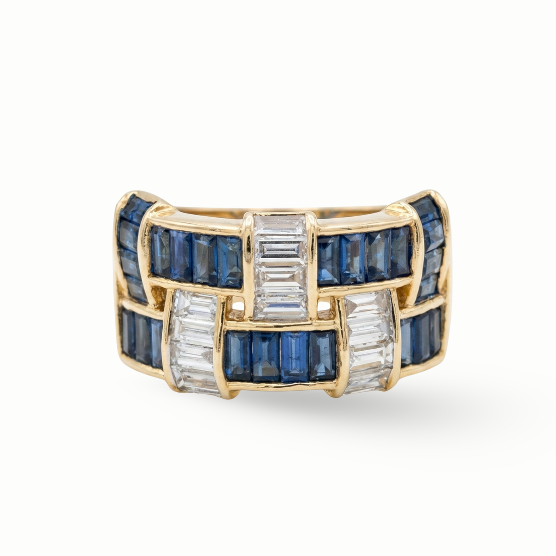 Diamond and gemstone ring 18K gold women Dubai