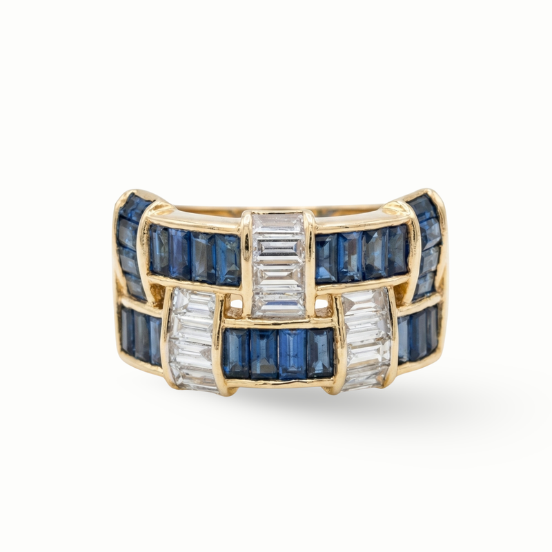 Diamond and gemstone ring 18K gold women Dubai
