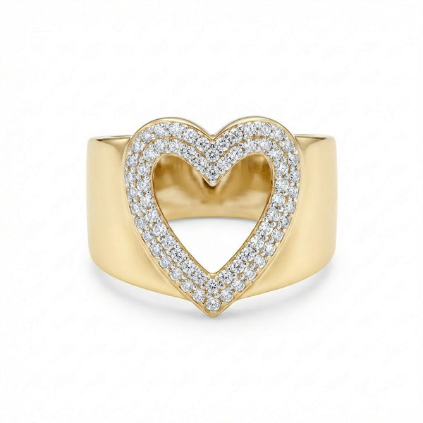 Diamond heart ring 18K gold for women Dubai