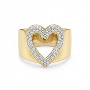 Diamond heart ring 18K gold for women Dubai