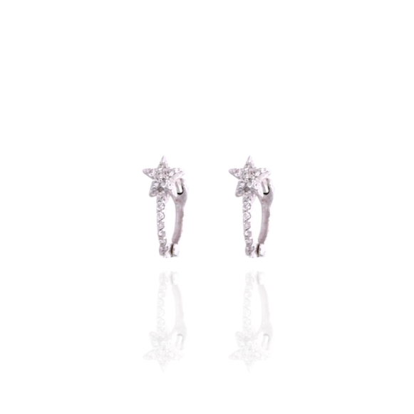 Diamond huggie earrings with star design for women in Dubai luxury diamond earrings with free delivery in UAE