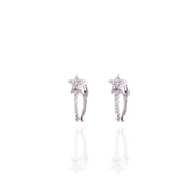 Diamond huggie earrings with star design for women in Dubai luxury diamond earrings with free delivery in UAE
