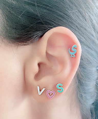 Enamel Initial Earrings