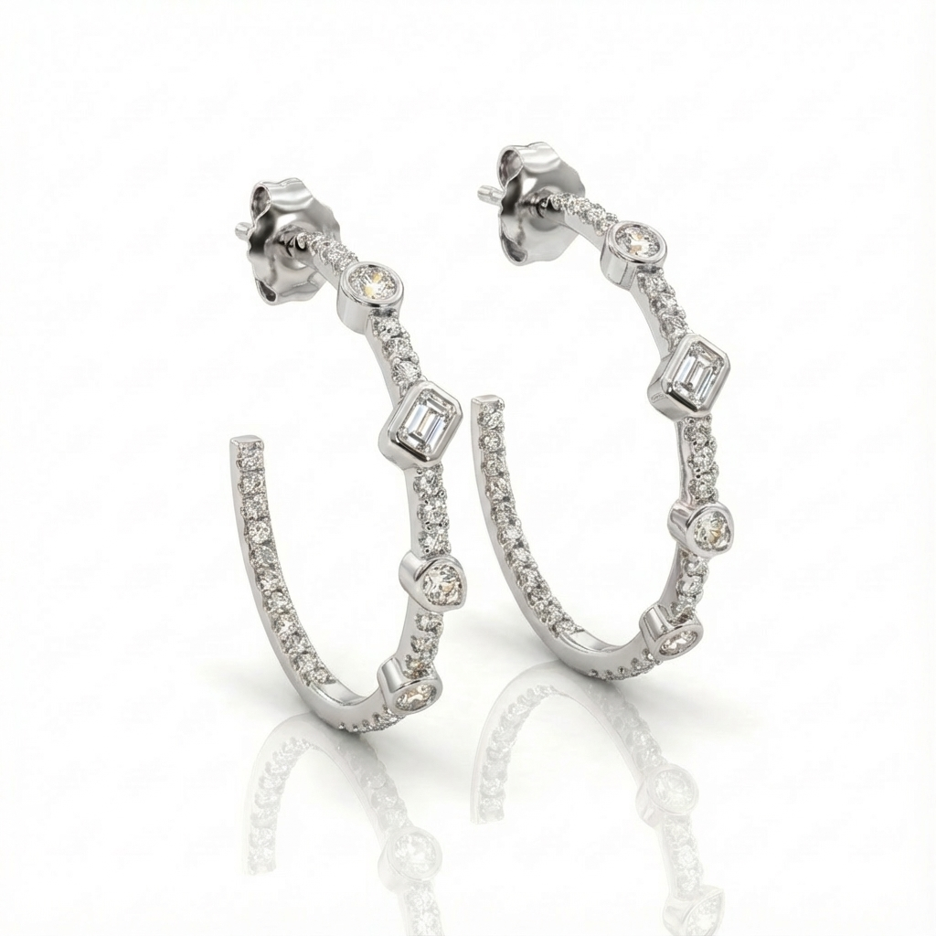 Pave Statement Multi Diamond Hoops