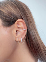 Load image into Gallery viewer, Large Diamond Huggies With Attached Slip On Diamond Ear Cuff
