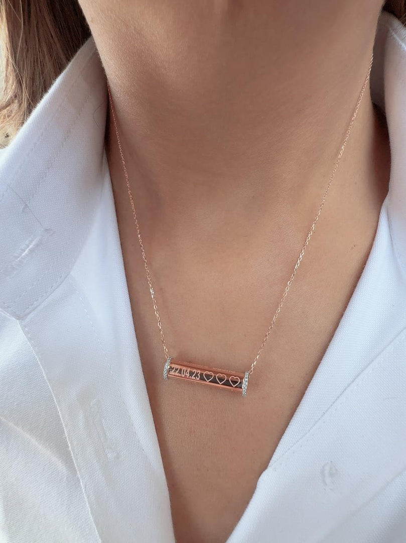 Etched Diamond Scroll Necklace