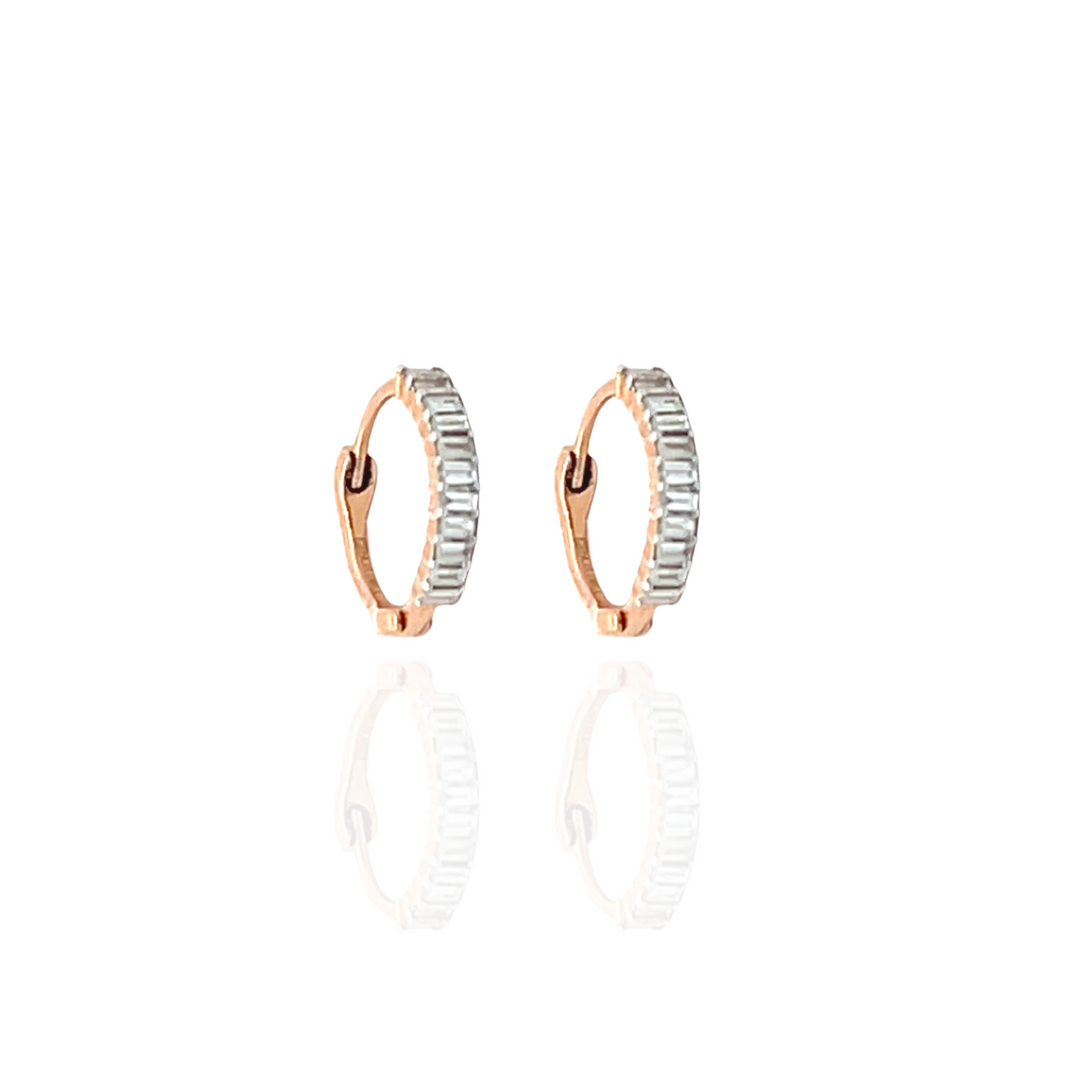 Gold and diamond baguette earrings for women in Dubai luxury fine jewellery with certified stones and free delivery in UAE