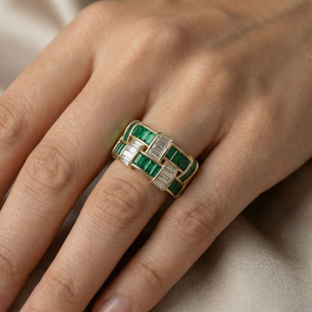 Weave Colorstone and Diamond Ring