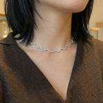 Load image into Gallery viewer, Wavy Diamond Tennis Necklace