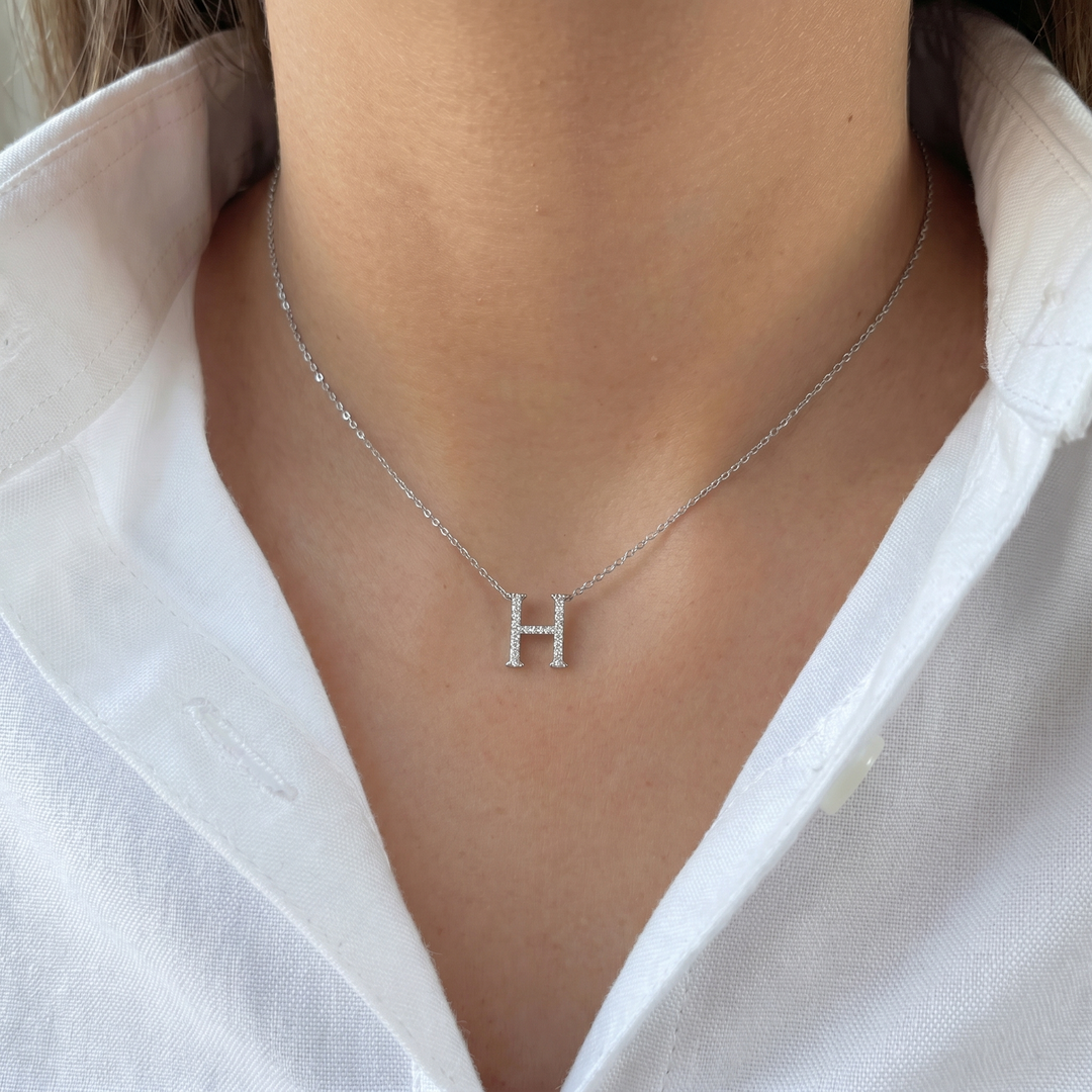 Zeeana Diamond Alphabet Necklace