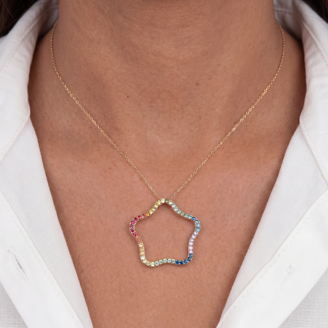 Multi Sapphire Starburst Pendant