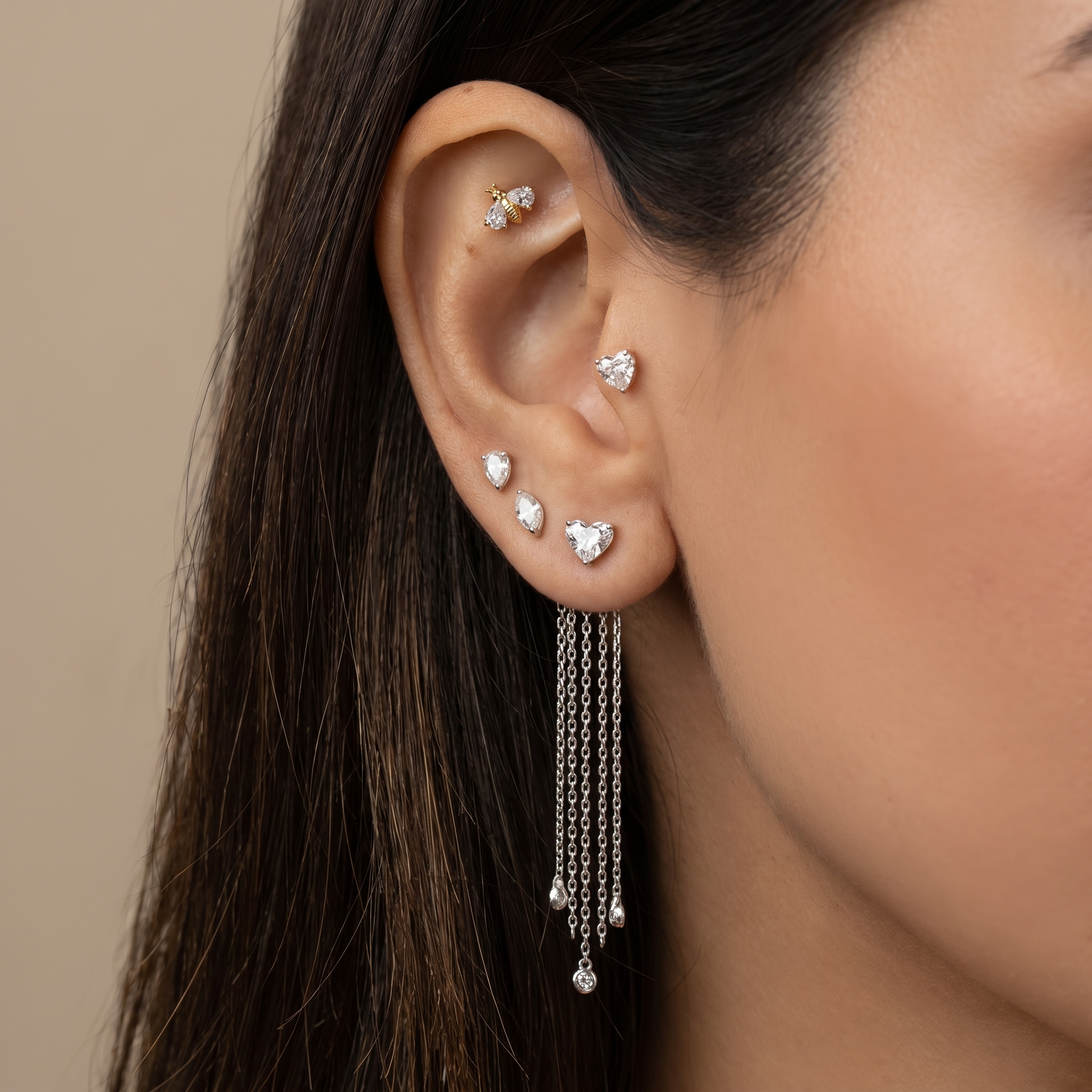Diamond Cascade Chain Ear Jacket