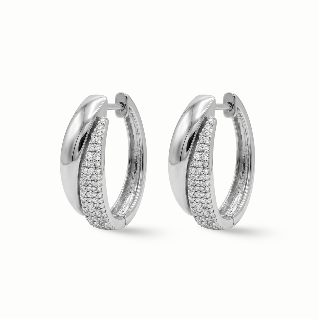 Gold & Pavé Diamond Claw Huggies