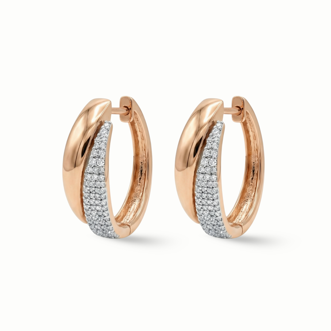Gold & Pavé Diamond Claw Huggies