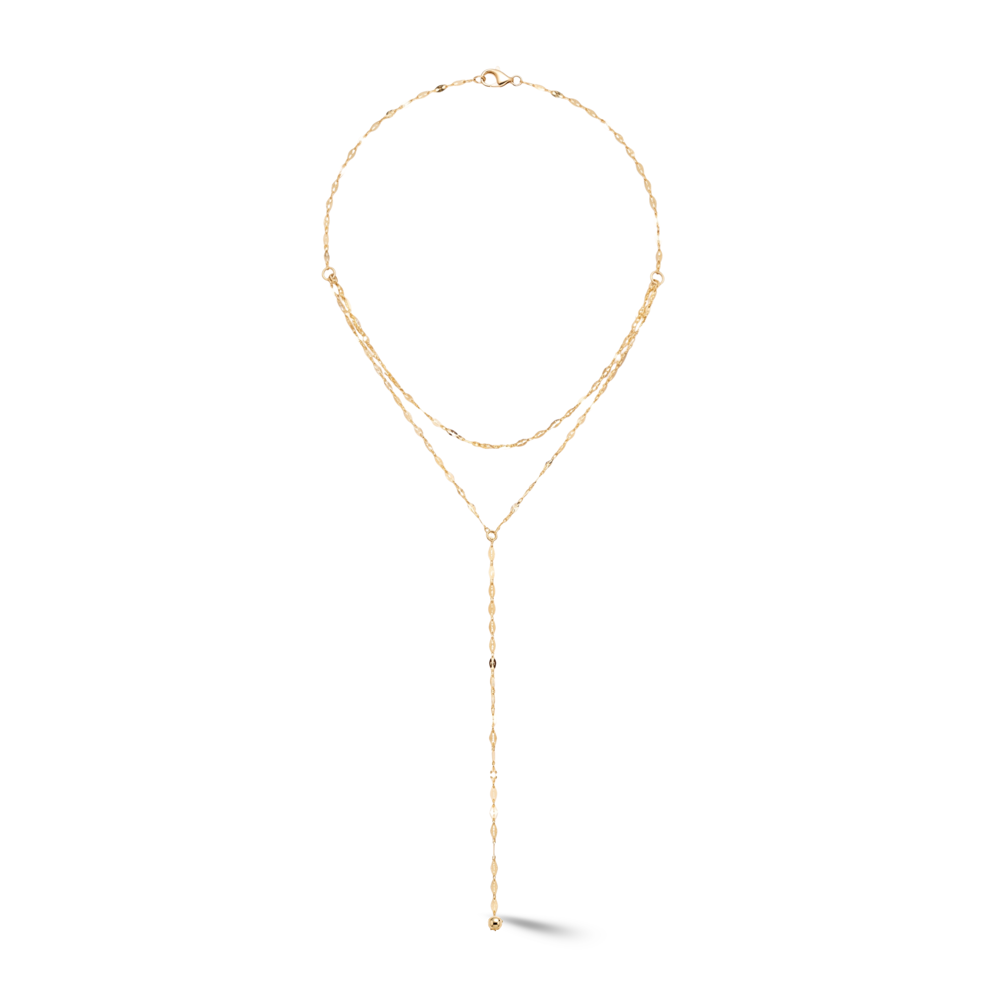 Golden Drop Lariat Necklace