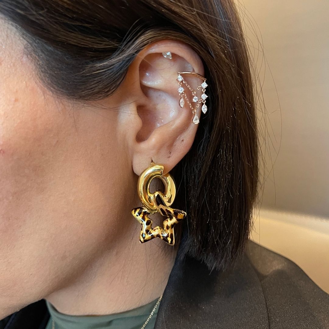Leopard Star Gold Earrings