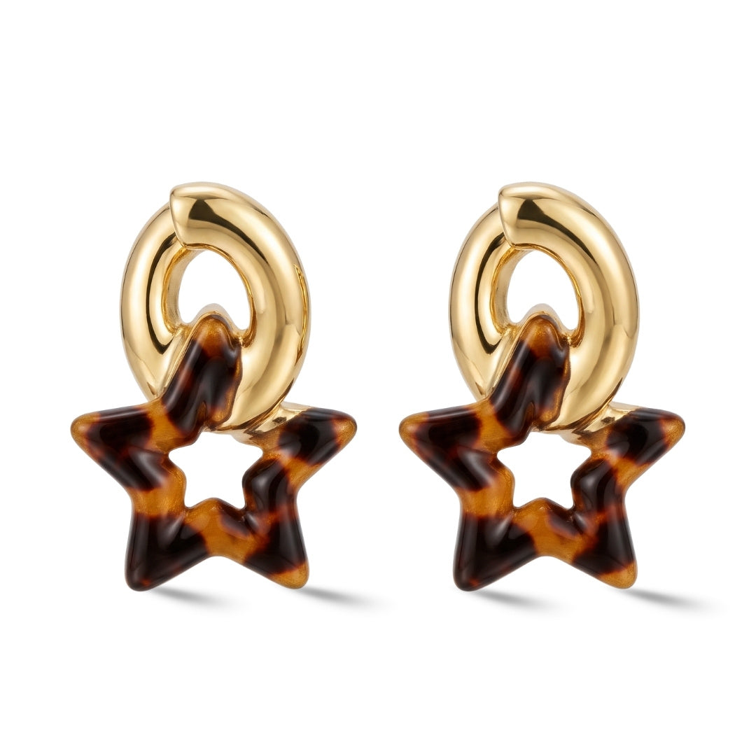 Leopard Star Gold Earrings