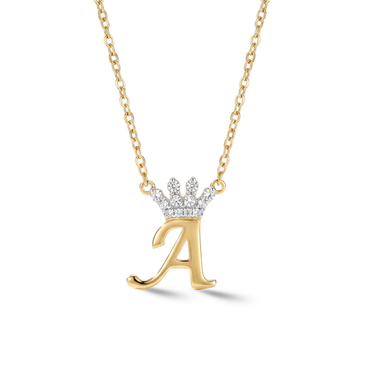 Legacy Diamond Crown Gold Initial Necklace
