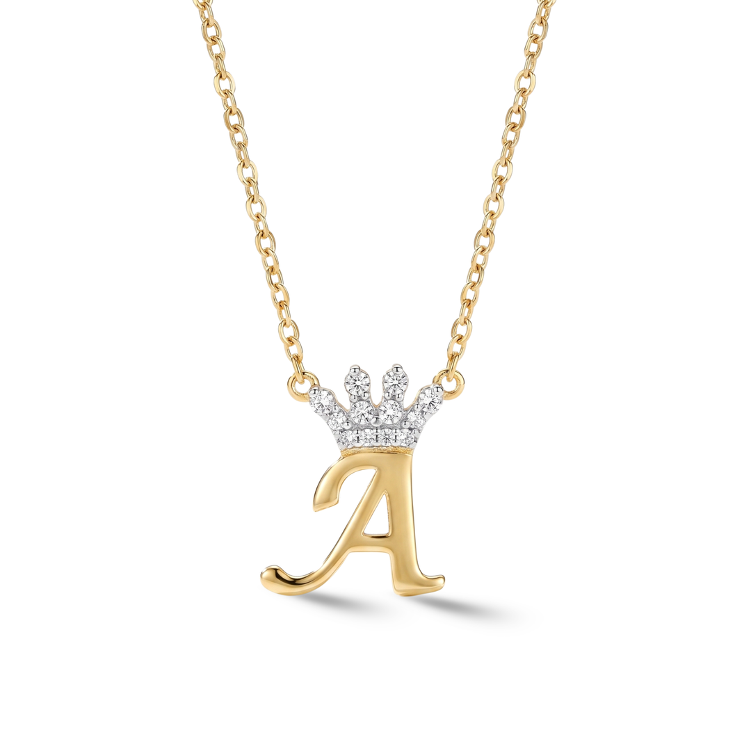 Legacy Diamond Crown Gold Initial Necklace